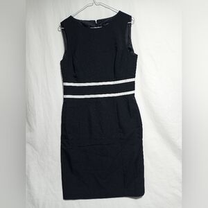 Black Label by Evan Picone Black Dress With White Stripes Size 8